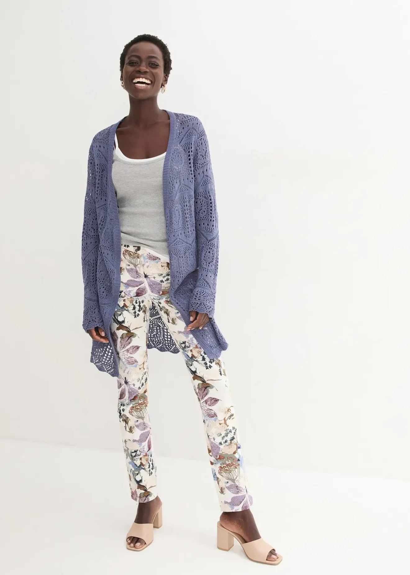 Femme bonprix Maille|Pulls & Gilets|Gilet long en maille ajourée