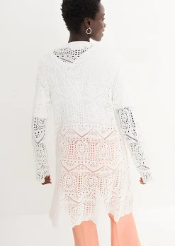 bonprix Gilet long en maille ajourée|Femme Maille|Pulls & Gilets