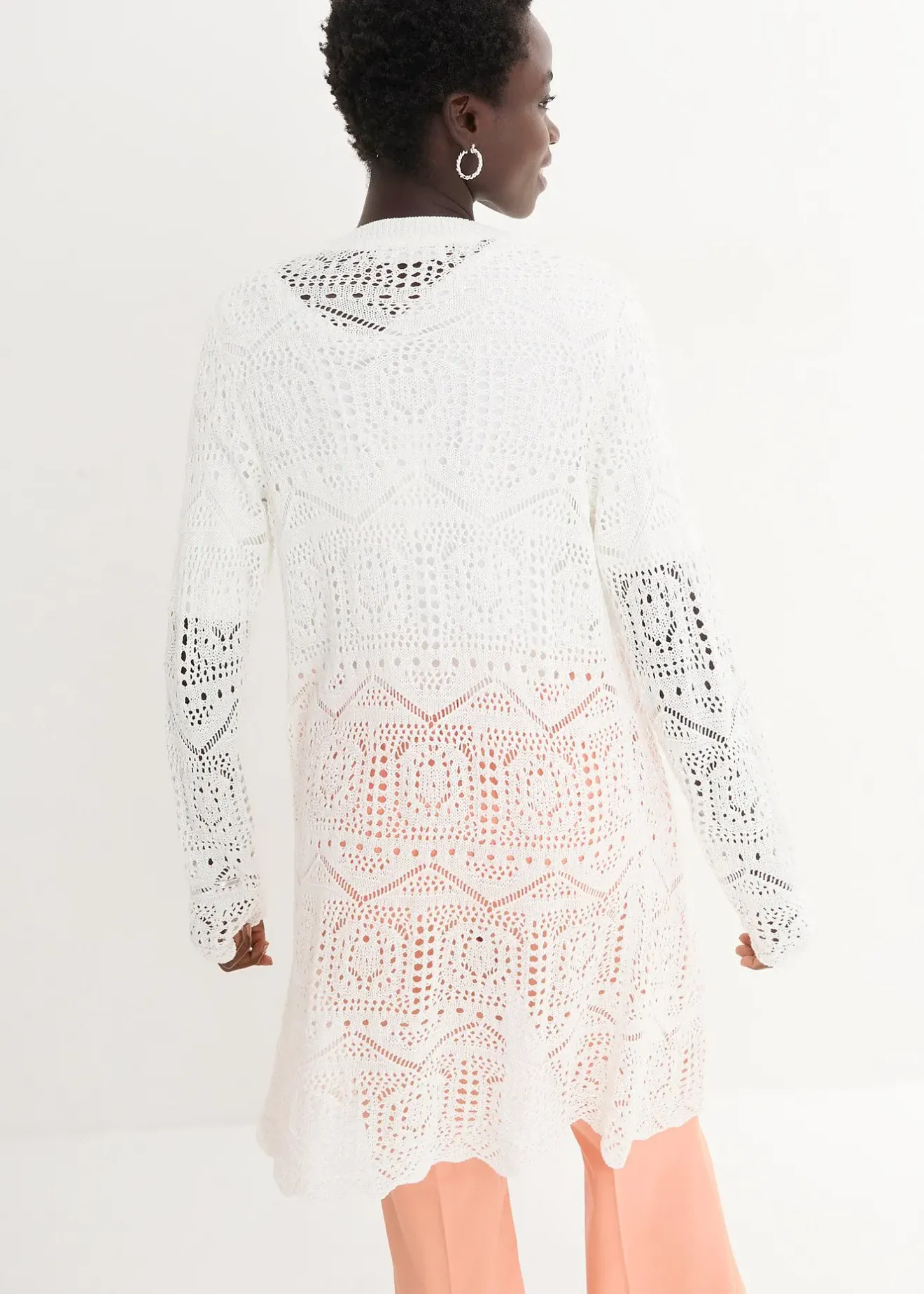 bonprix Gilet long en maille ajourée|Femme Maille|Pulls & Gilets