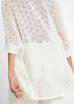 bonprix Gilet long en maille ajourée|Femme Maille|Pulls & Gilets