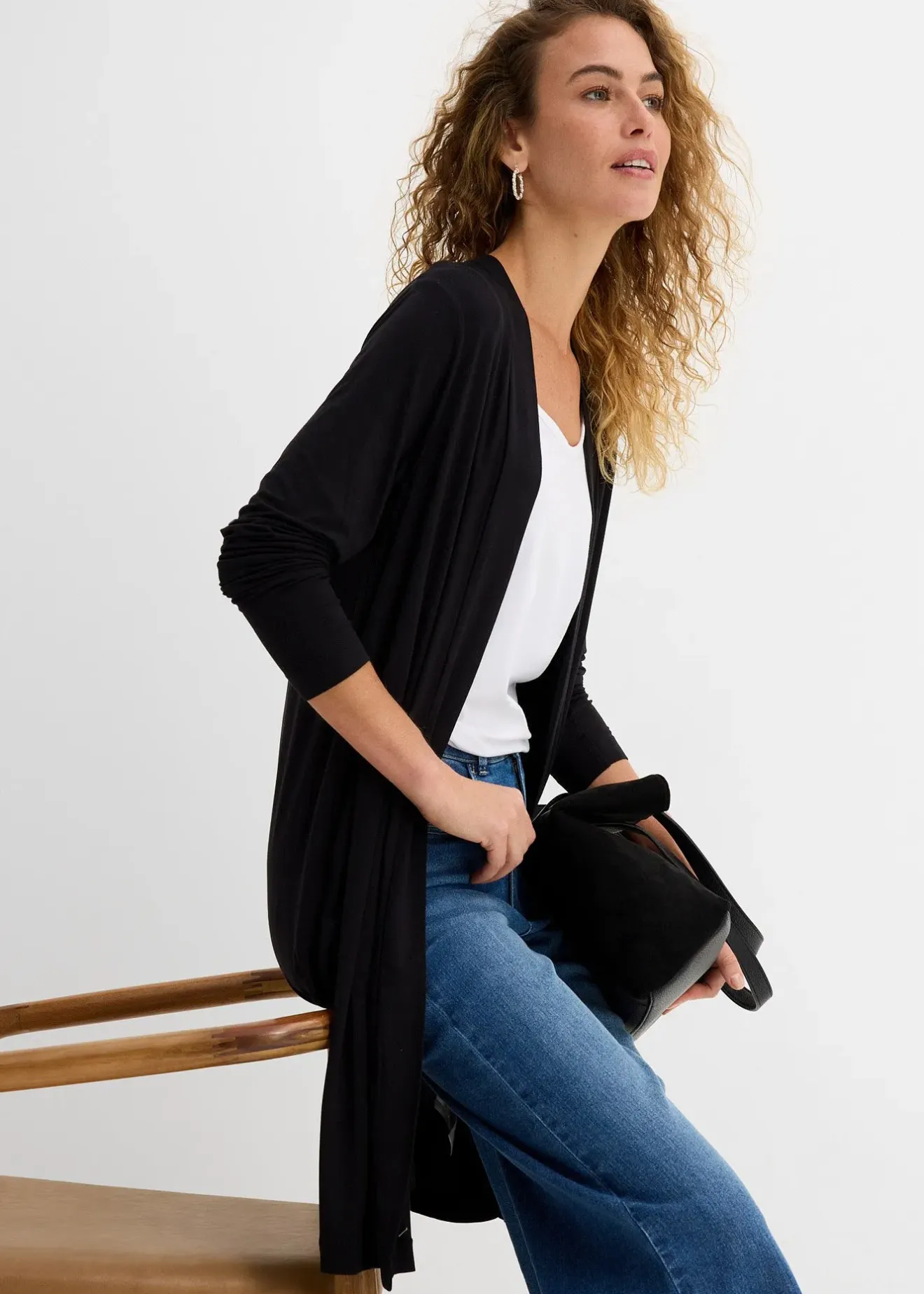 bonprix Gilet long et doux|Femme Basiques|T-Shirts & Tops