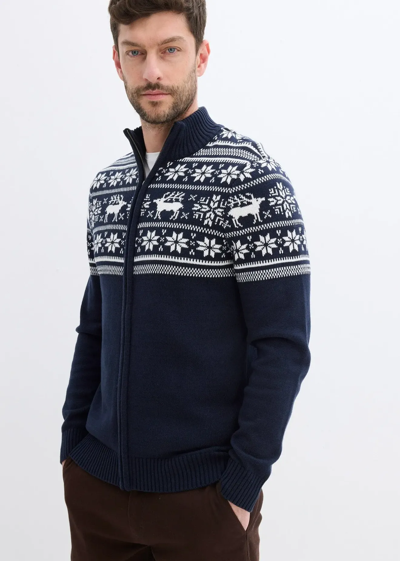 bonprix Gilet norvégien en maille douce 100% coton|Homme Pulls & Gilets