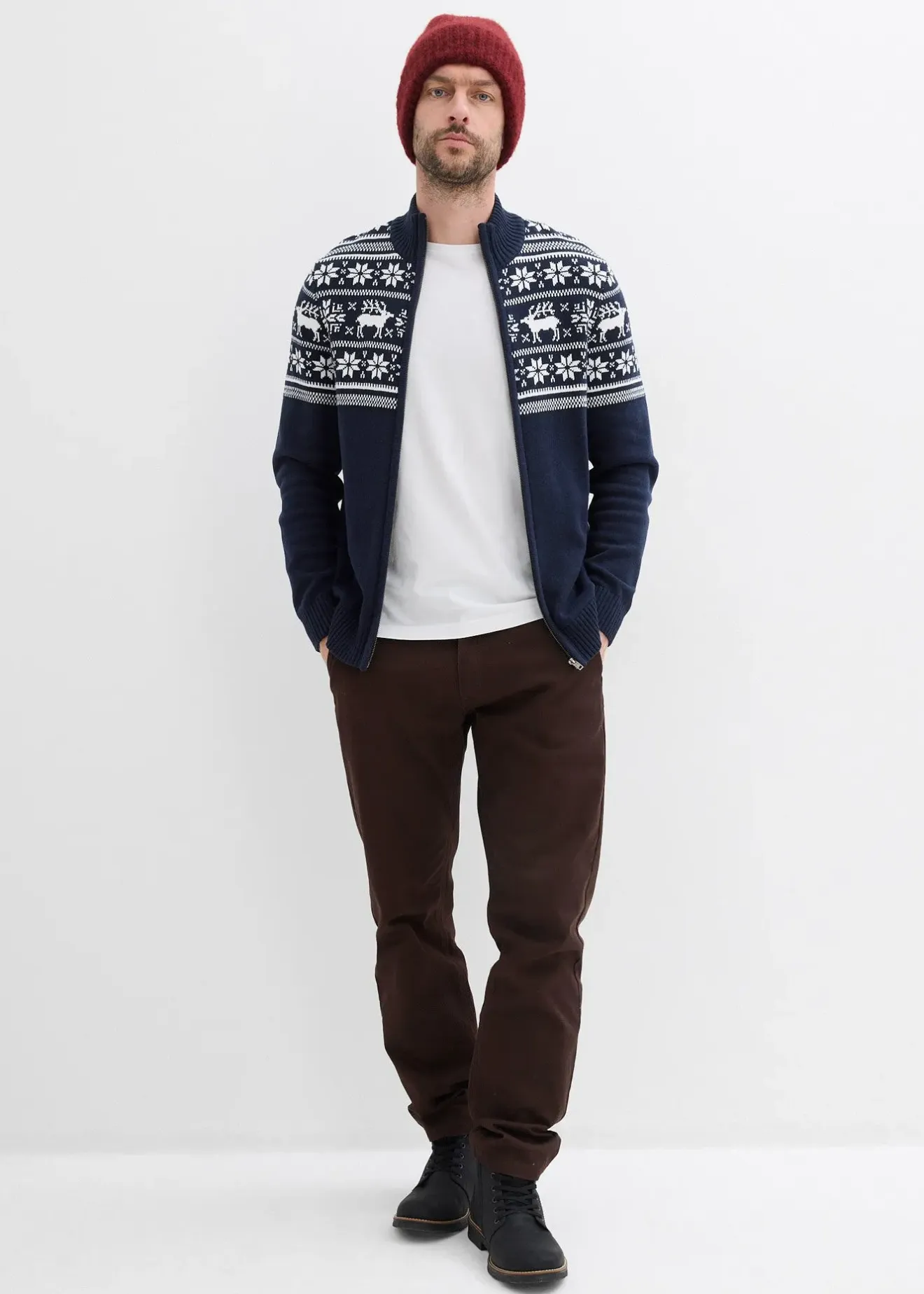 bonprix Gilet norvégien en maille douce 100% coton|Homme Pulls & Gilets