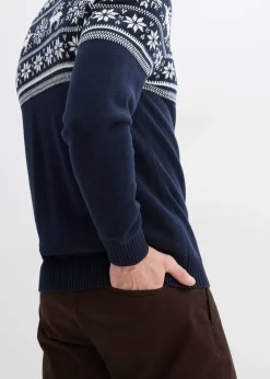 bonprix Gilet norvégien en maille douce 100% coton|Homme Pulls & Gilets