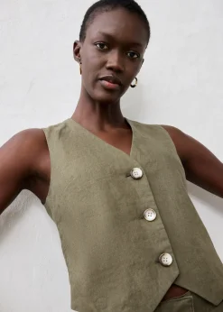 Femme bonprix Premium|Vestes & Manteaux|Gilet sans manches 100 % lin