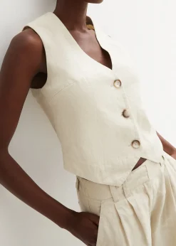 Femme bonprix Premium|Vestes & Manteaux|Gilet sans manches 100 % lin