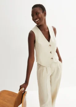 Femme bonprix Premium|Vestes & Manteaux|Gilet sans manches 100 % lin