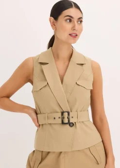 Femme bonprix Vestes & Manteaux|Gilet sans manches avec ceinture