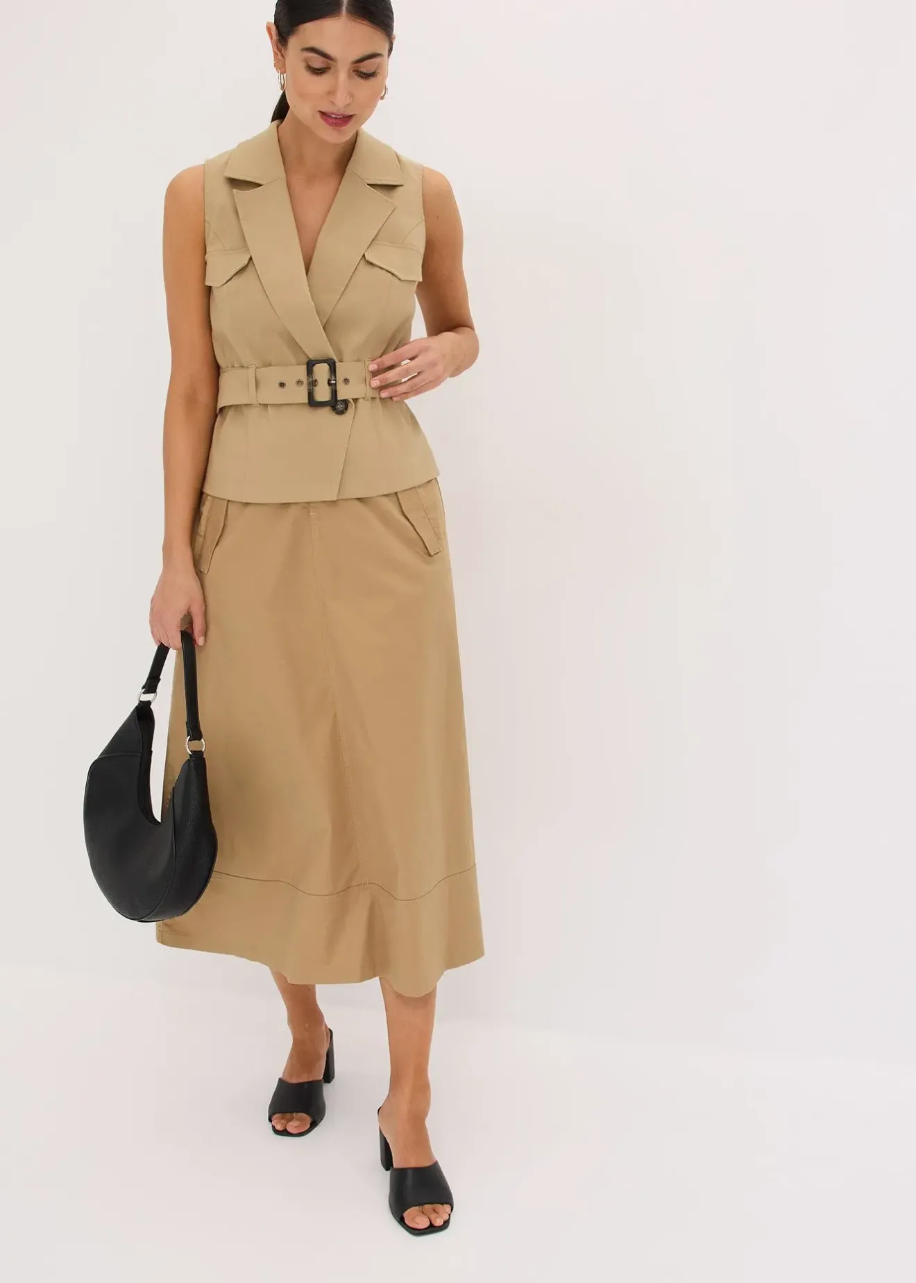 Femme bonprix Vestes & Manteaux|Gilet sans manches avec ceinture