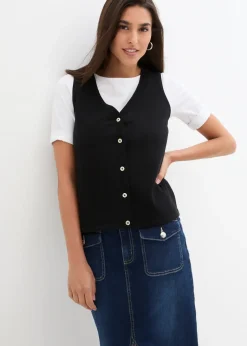 bonprix Gilet sans manches en fine maille|Femme Maille|Vestes & Manteaux