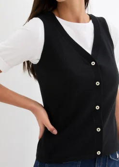 bonprix Gilet sans manches en fine maille|Femme Maille|Vestes & Manteaux