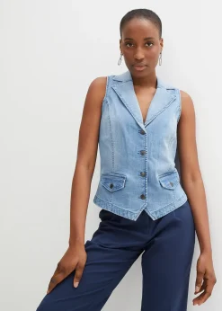 Femme bonprix Vestes & Manteaux|Gilet sans manches en jean extensible