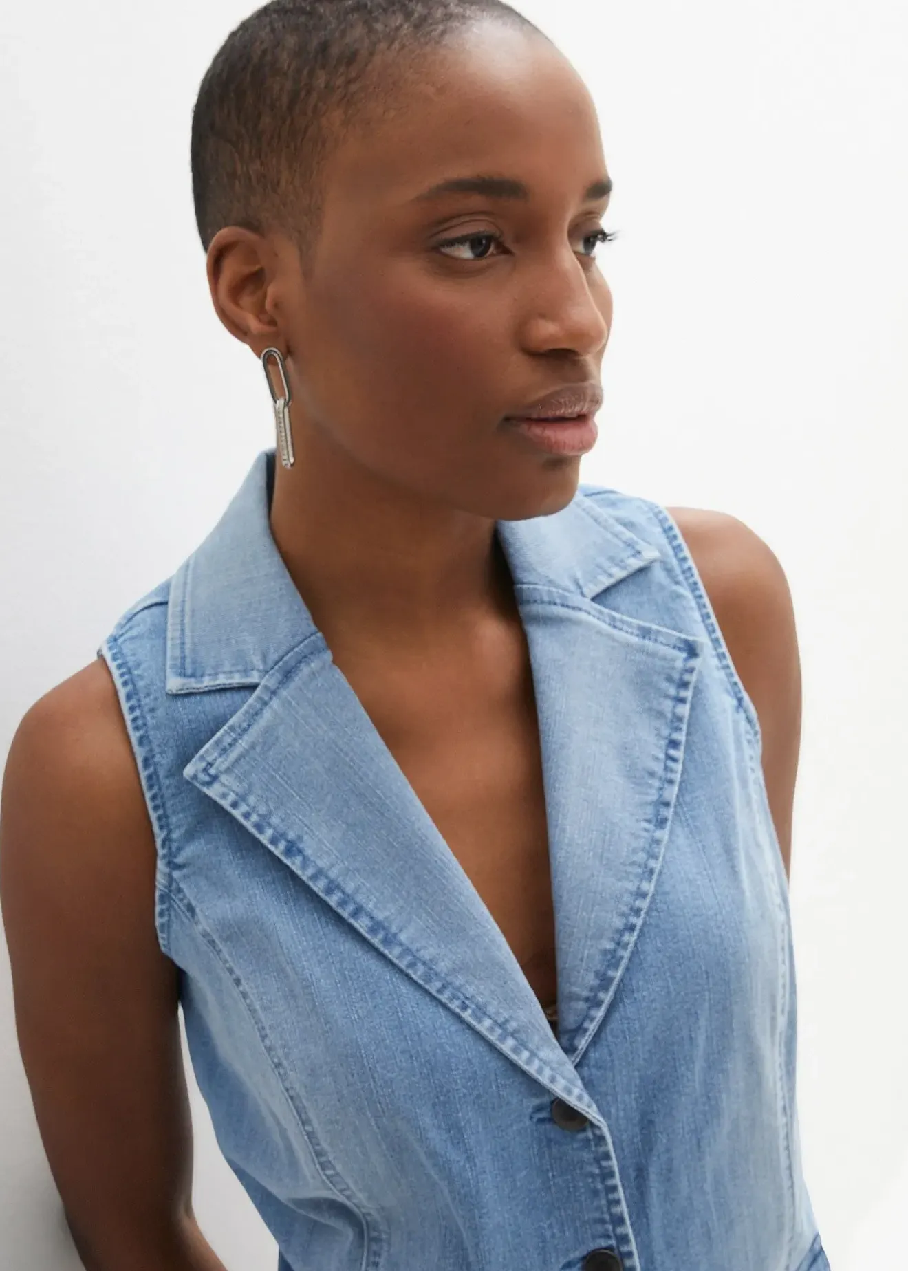 Femme bonprix Vestes & Manteaux|Gilet sans manches en jean extensible