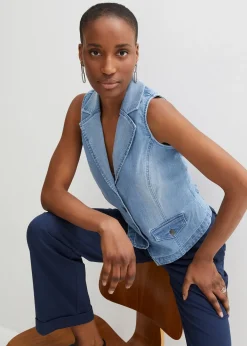 Femme bonprix Vestes & Manteaux|Gilet sans manches en jean extensible