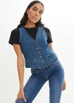 bonprix Gilet sans manches en jean extensible|Femme Vestes & Manteaux