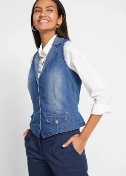 bonprix Gilet sans manches en jean extensible|Femme Vestes & Manteaux