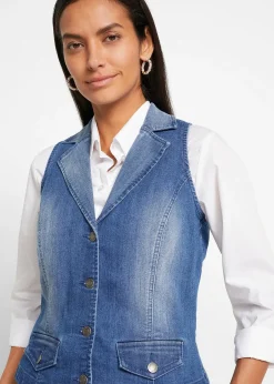 bonprix Gilet sans manches en jean extensible|Femme Vestes & Manteaux