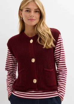 bonprix Gilet sans manches en maille avec des poches|Femme Maille|Vestes & Manteaux