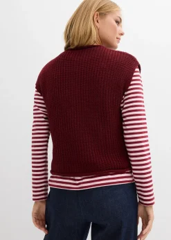 bonprix Gilet sans manches en maille avec des poches|Femme Maille|Vestes & Manteaux