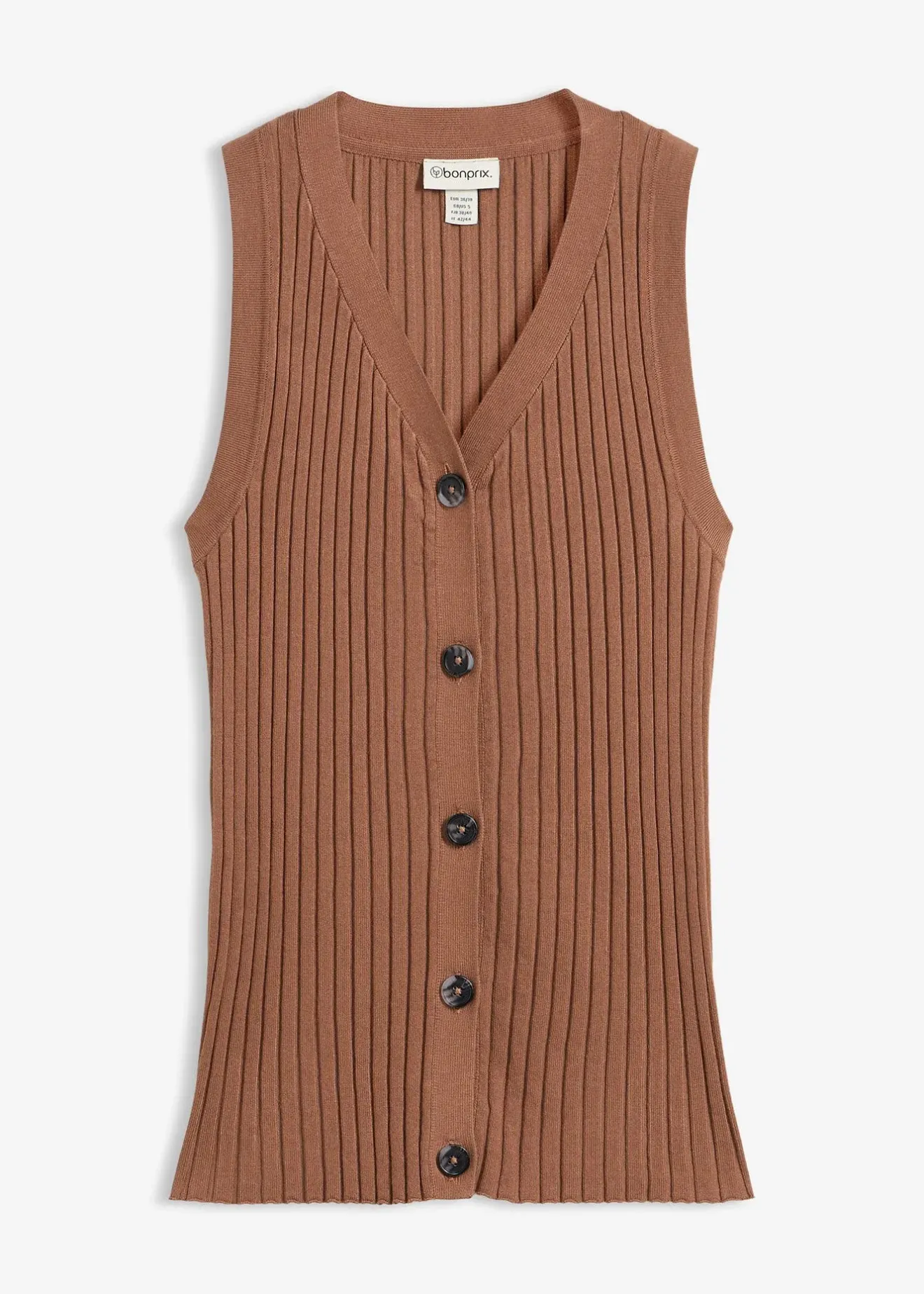 bonprix Gilet sans manches en maille côtelée|Femme Maille|Vestes & Manteaux