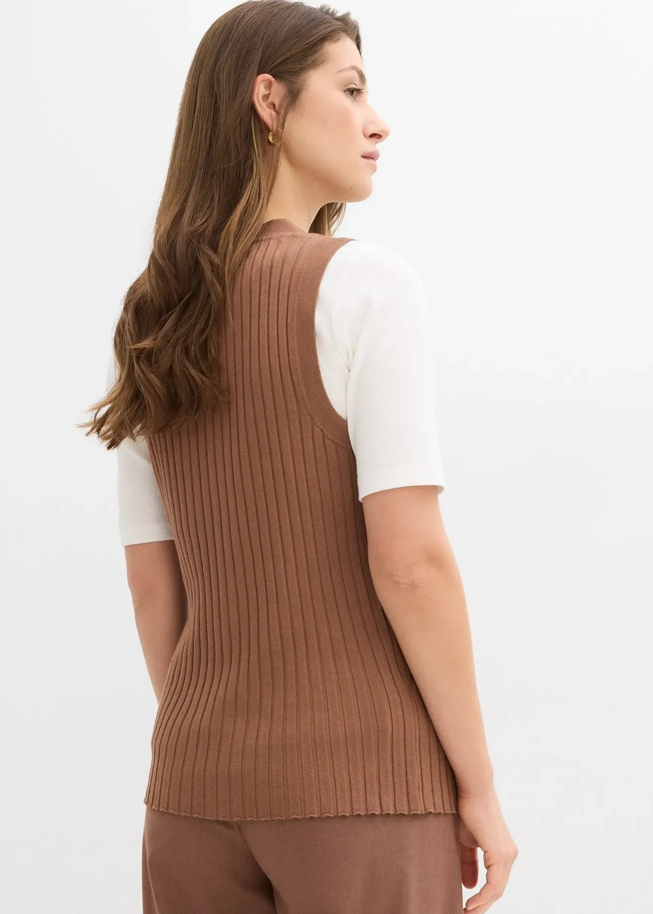 bonprix Gilet sans manches en maille côtelée|Femme Maille|Vestes & Manteaux