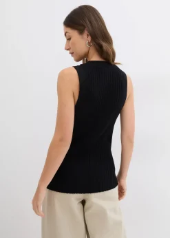 Femme bonprix Maille|Vestes & Manteaux|Gilet sans manches en maille côtelée