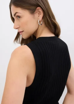 Femme bonprix Maille|Vestes & Manteaux|Gilet sans manches en maille côtelée