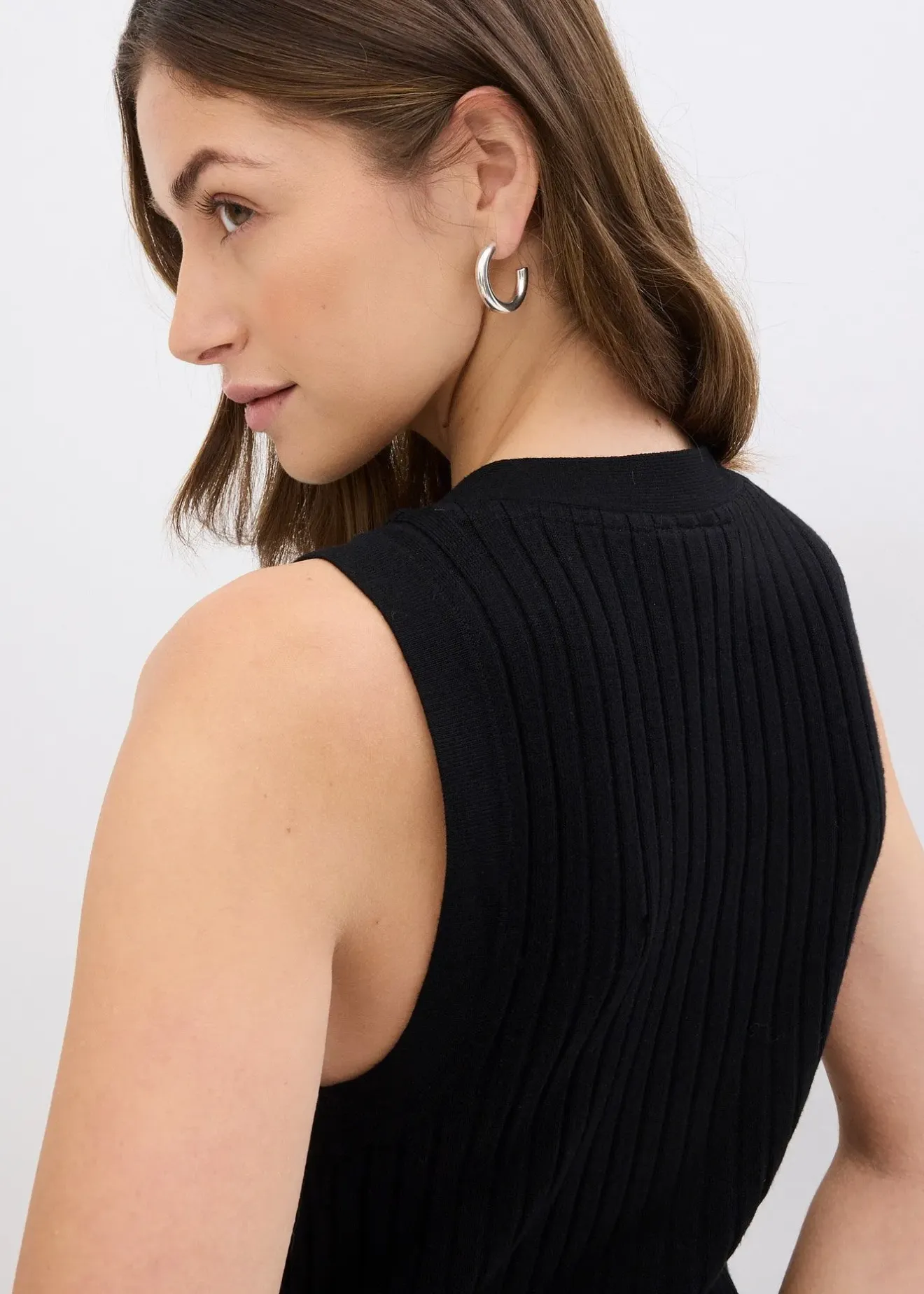 Femme bonprix Maille|Vestes & Manteaux|Gilet sans manches en maille côtelée