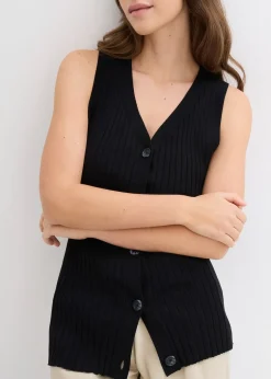 Femme bonprix Maille|Vestes & Manteaux|Gilet sans manches en maille côtelée