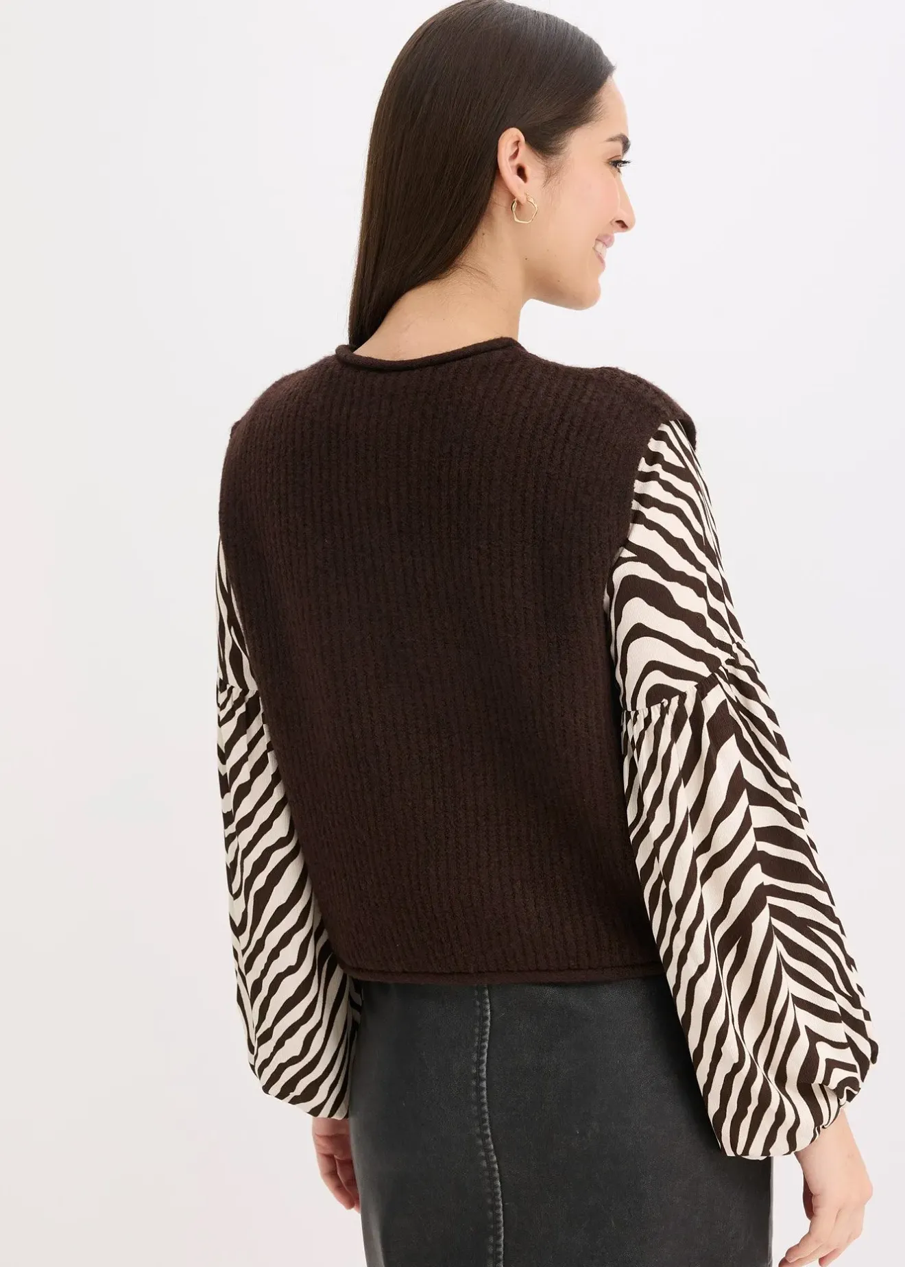 bonprix Gilet sans manches en maille à boutons décoratifs|Femme Maille|Vestes & Manteaux