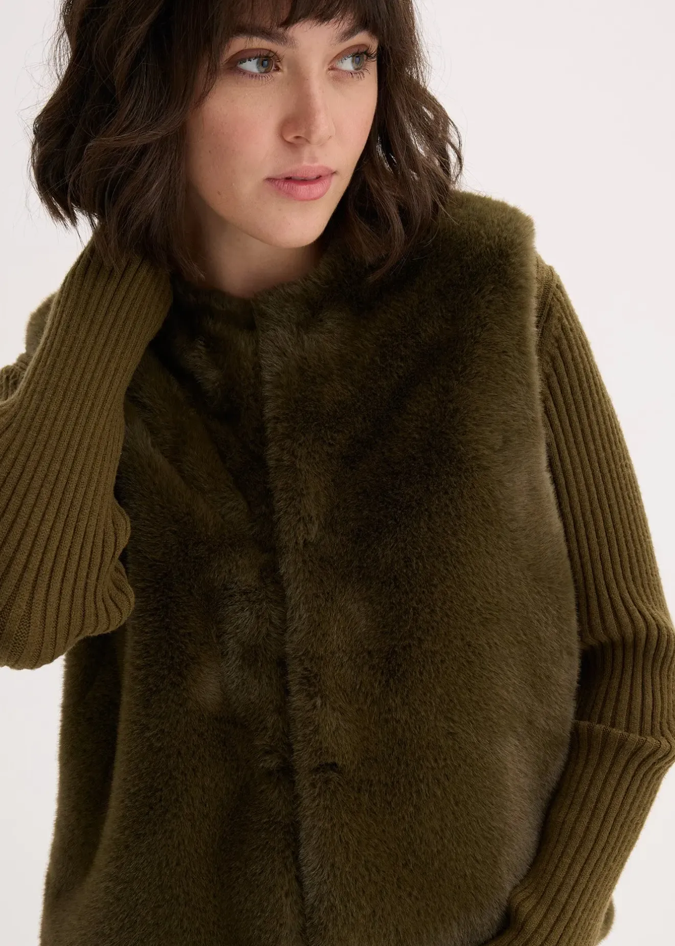 Femme bonprix Vestes & Manteaux|Gilet sans manches en peluche