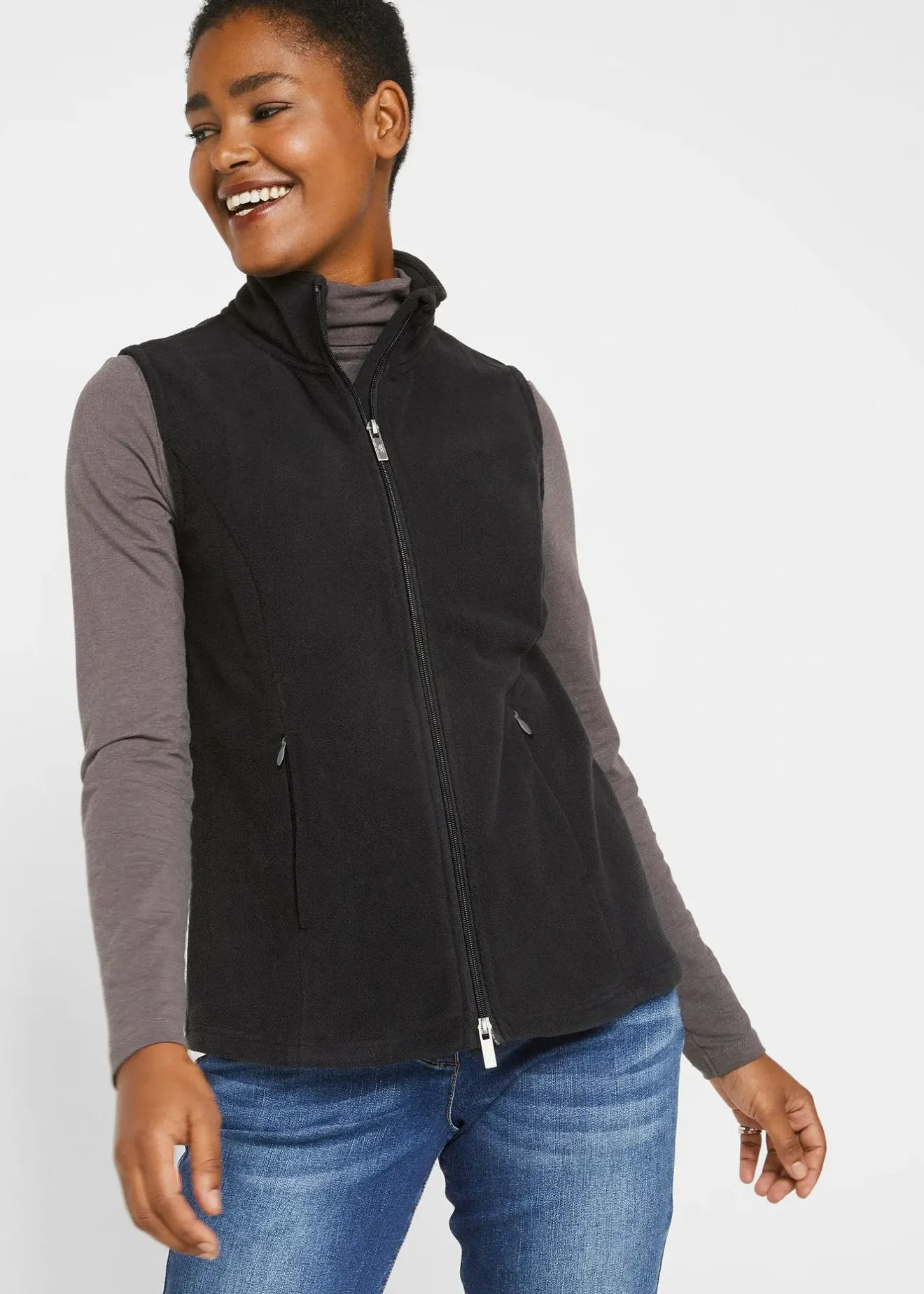 bonprix Gilet sans manches en polaire avec poches|Femme Sweats|Vestes & Manteaux