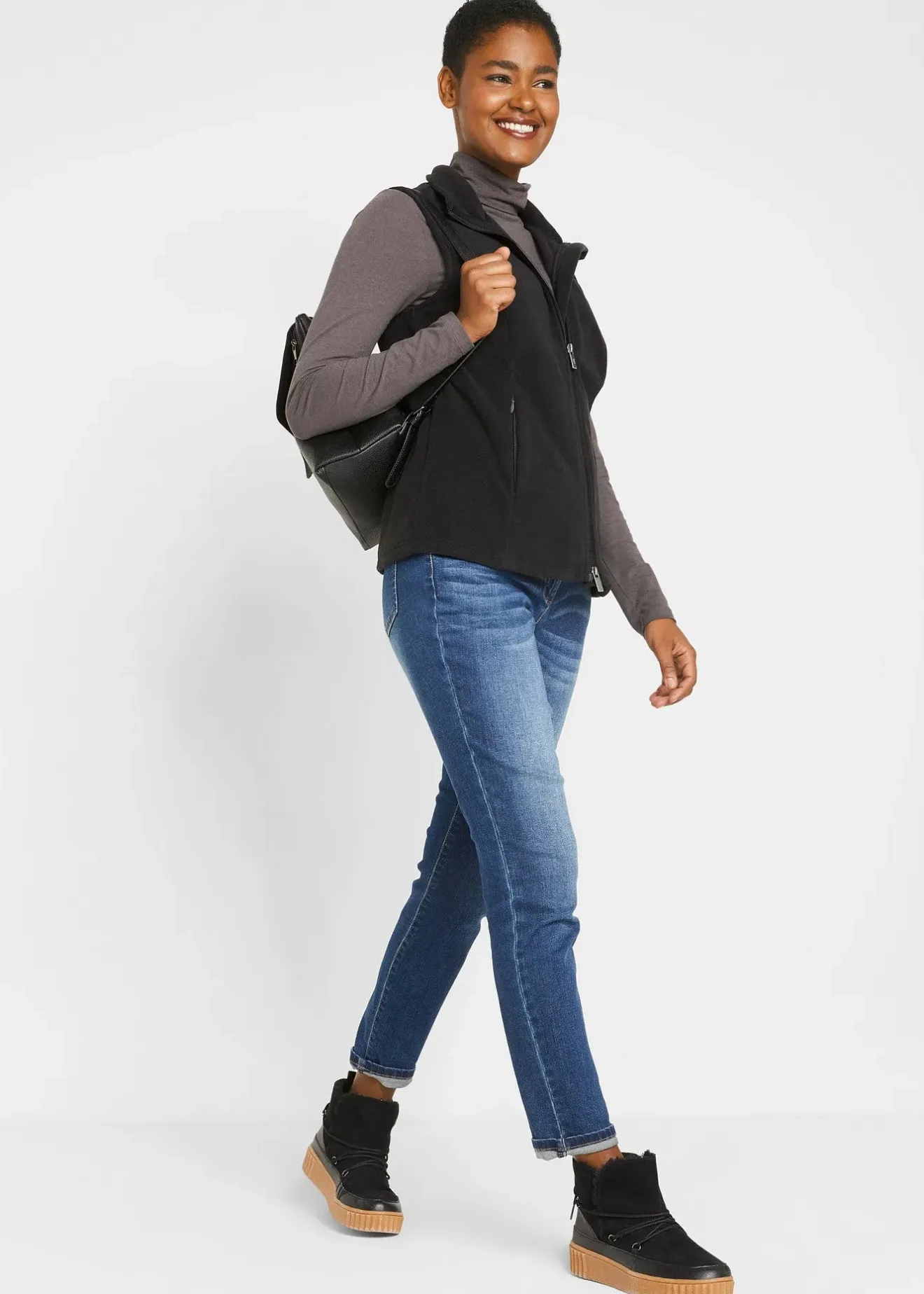 bonprix Gilet sans manches en polaire avec poches|Femme Sweats|Vestes & Manteaux