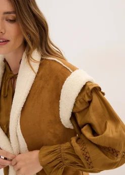 bonprix Gilet sans manches en sherpa|Femme Vestes & Manteaux