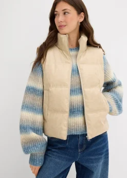 bonprix Gilet sans manches enduit et matelassé|Femme Vestes & Manteaux
