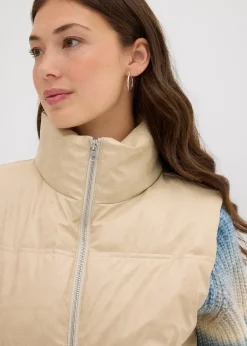 bonprix Gilet sans manches enduit et matelassé|Femme Vestes & Manteaux