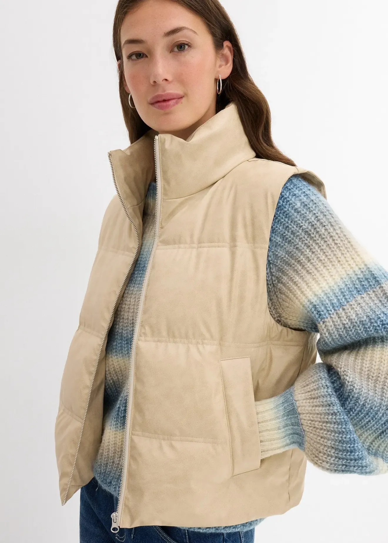 bonprix Gilet sans manches enduit et matelassé|Femme Vestes & Manteaux