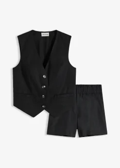 Femme bonprix Blazers|Pantalons|Gilet sans manches et short en lin mélangé