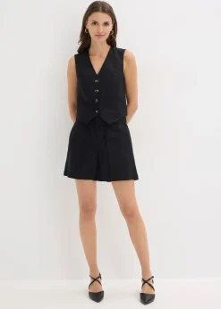 Femme bonprix Blazers|Pantalons|Gilet sans manches et short en lin mélangé