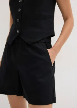 Femme bonprix Blazers|Pantalons|Gilet sans manches et short en lin mélangé