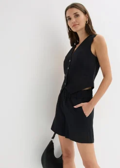 Femme bonprix Blazers|Pantalons|Gilet sans manches et short en lin mélangé
