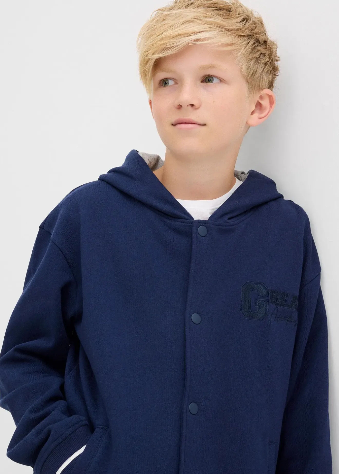 bonprix Gilet style universitaire à capuche en molleton 100% coton|Enfant Vêtements Enfant|Garçons 9-16 Ans·Pulls & Sweats