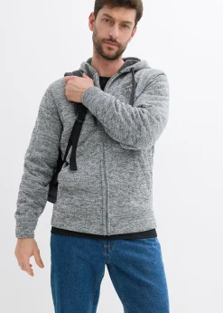 bonprix Gilet zippé à capuche avec doublure peluche|Homme Vêtements Thermiques|Sweats