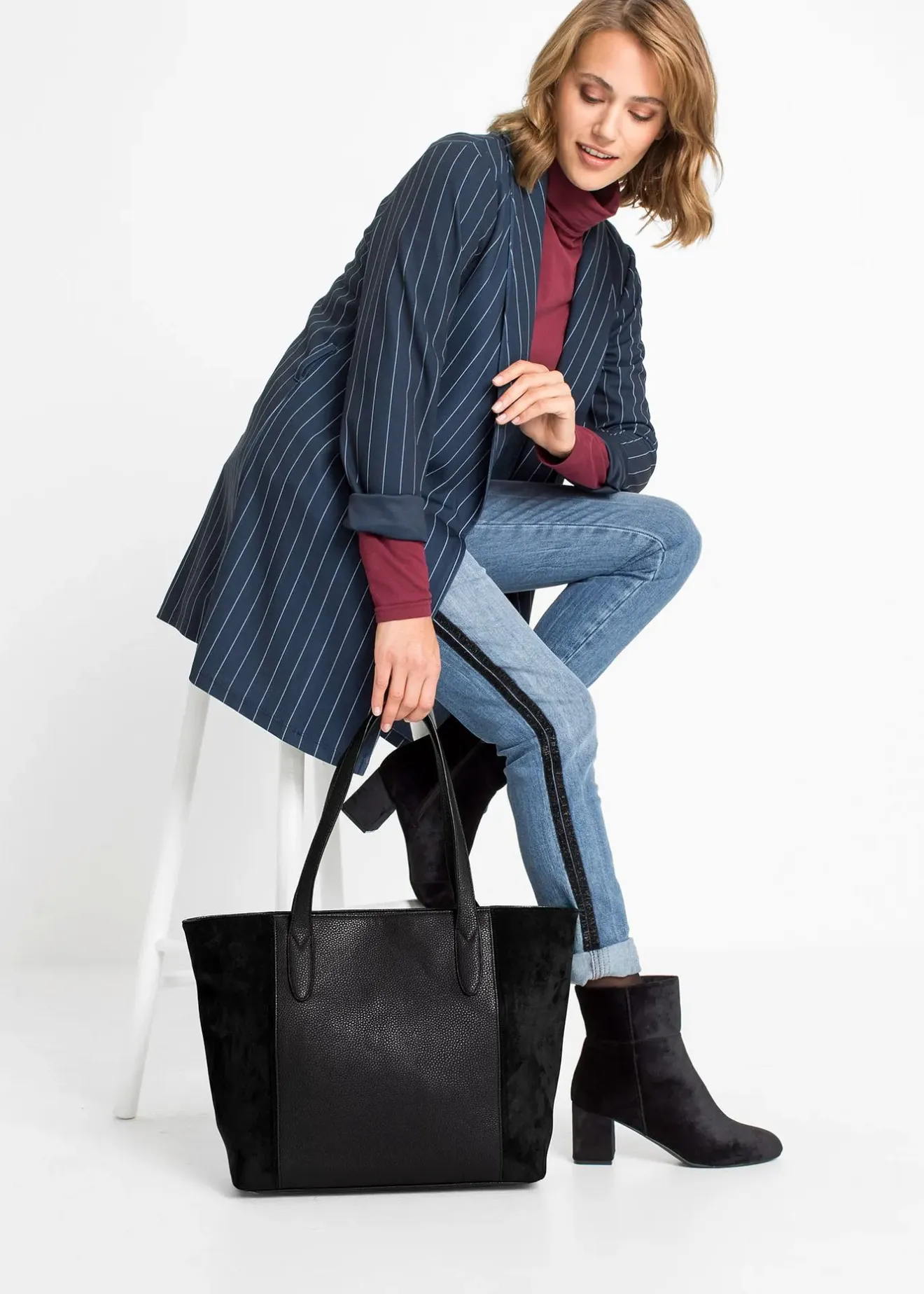 Femme bonprix Sacs|Grand cabas bi-matière