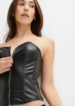 Femme bonprix Guêpières & Déshabillés|Dessous|Guêpière + string enduits (ens. 2 pces)