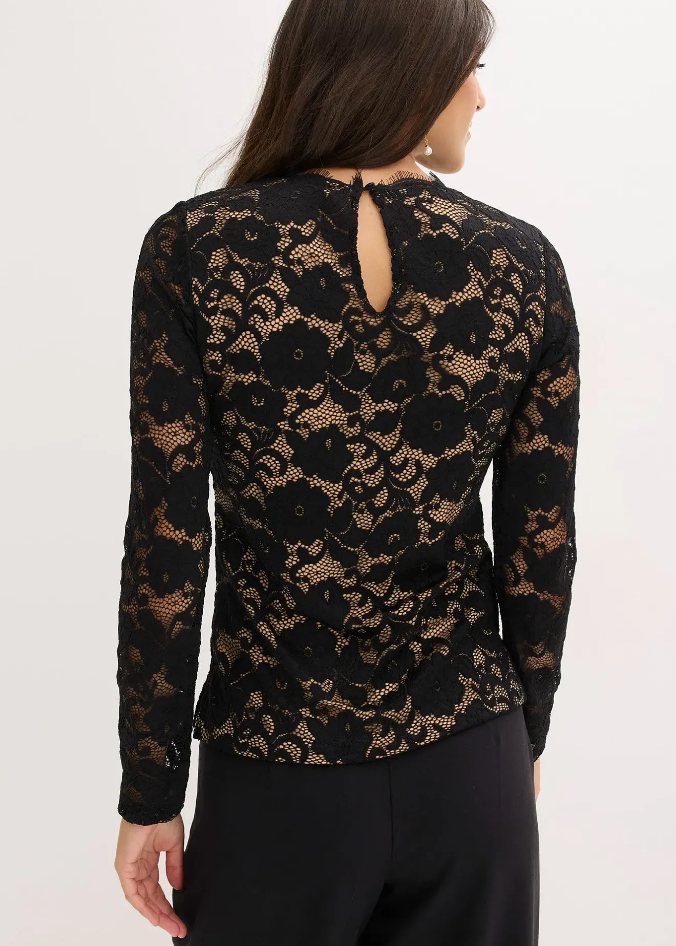 Femme bonprix Mode Festive|T-Shirts & Tops|Haut manches longues en dentelle