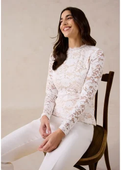 Femme bonprix T-Shirts & Tops|Haut manches longues en dentelle