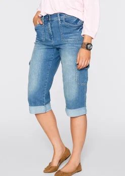 bonprix Jean 3/4 cargo stretch, taille normale|Femme Jeans