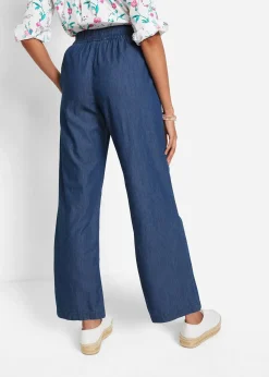 Femme bonprix Jeans|Jean à enfiler léger avec taille confortable, coupe large