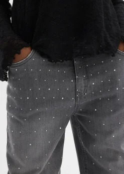 bonprix Jean ample taille mi-haute, orné de strass|Enfant Vêtements Enfant|Filles 9-16 Ans·Jeans